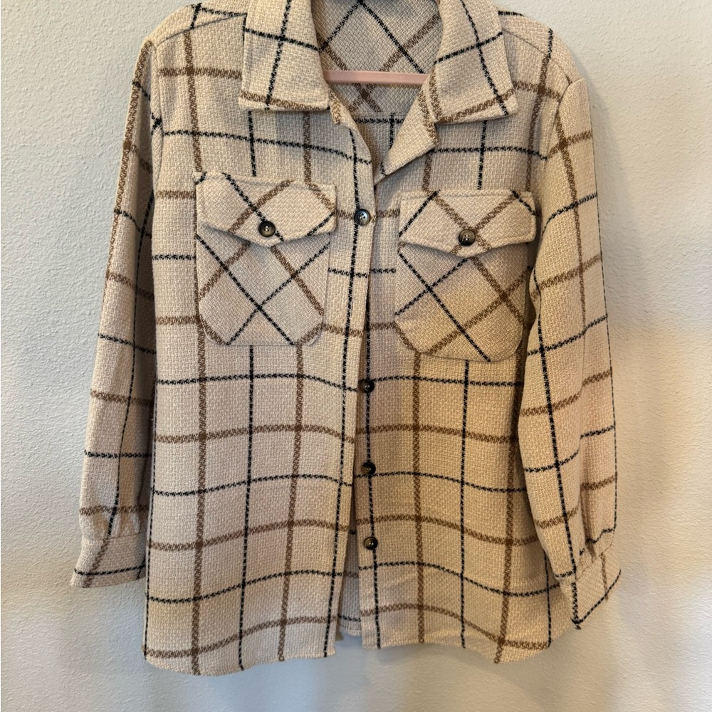 Plaid Button-Up Shirt Jacket